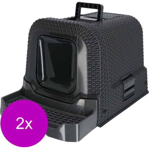 Adori Kattentoilet Rattan 69x42x41 cm - Kattenbak - 2 x Antraciet