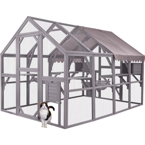 MaxxPet Kattenkooi - kattenvolière - 280x188x188cm - Antraciet