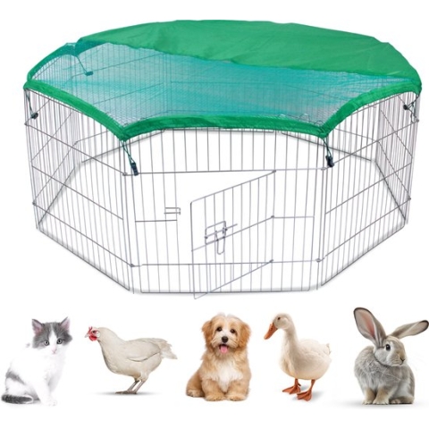 MaxxPet Konijnenhok met cover - konijnenren- konijnenren met zonnescherm - knaagdieren kooi - dieren ren- 80x75cm x 8-delig