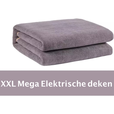 XXL Elektrische deken –  Onderdeken – Tweepersoons – 200 x 180 cm - 2 temperatuurstanden – Fleece –  Twee schakelaars – Grijs