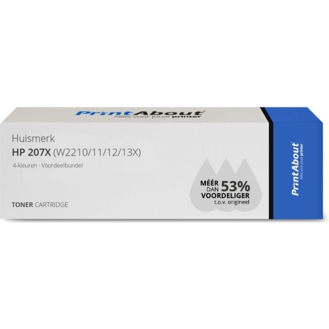 PrintAbout huismerk Toner 207X (W2210/11/12/13X) 4-kleuren Voordeelbundel Hoge capaciteit geschikt voor HP