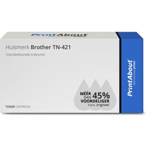 PrintAbout huismerk Toner TN-421 4-kleuren Voordeelbundel geschikt voor Brother