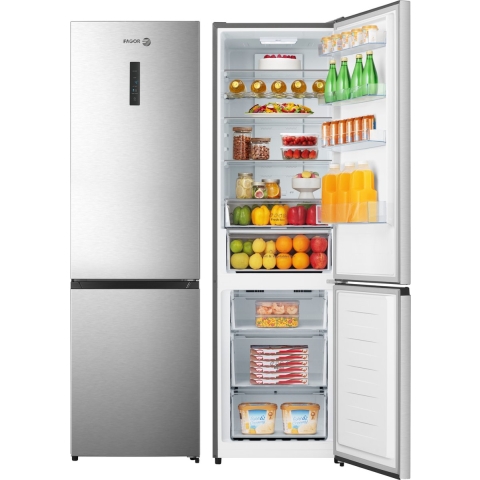 FAGOR Koel-Vriescombinatie NoFrost - FCB336EEX - H 2m B 60cm - Inox Look