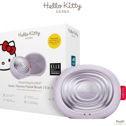 GESKE x Hello Kitty | SmartAppGuided™ Sonic Thermo Facial Brush | 5 in 1 | Huidreiniging | Reinigingsborstel met warmtefunctie | Gezichtsmassager | Elektrische borstel | Gezichtsreinigingstool