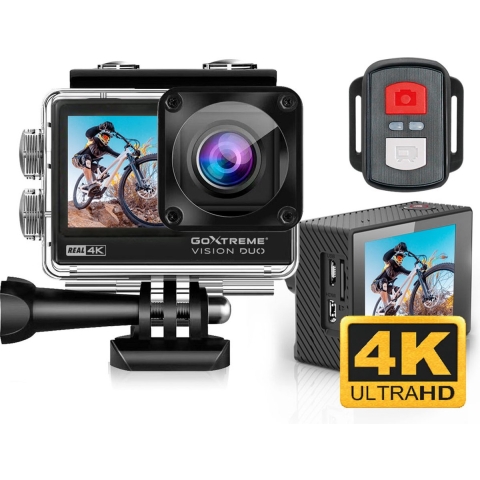 GoXtreme GoXtreme Vision Duo 4K Actioncam 4K, Dual-display, Spatwaterdicht, Stofdicht, Waterdicht, WiFi, Time-lapse