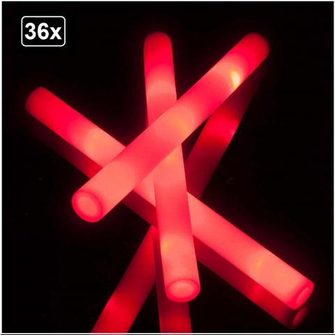 36x Foam stick LED licht Rood - festival thema feest party disco led verlichting fun