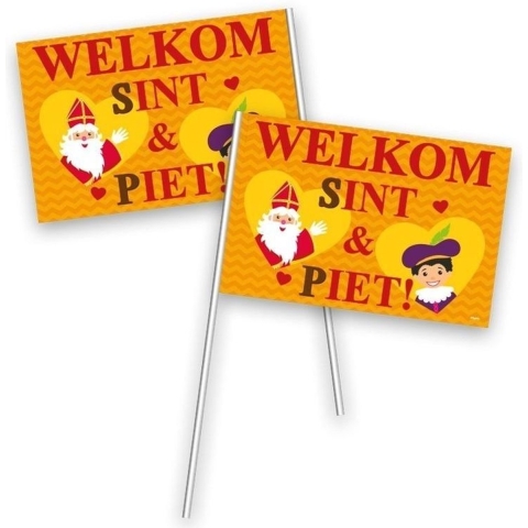 200x Welkom Sint en Piet zwaaivlaggetjes - sinterklaas vlaggetjes