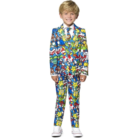 OppoSuits Super Mario™ - Jongens Pak - Nintendo - Gekleurd - Maat EU 98/104 - 4 Jaar