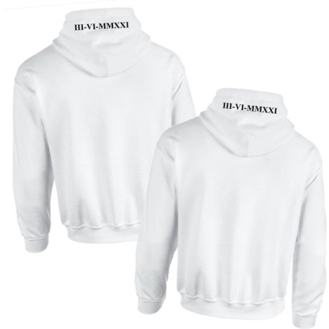 Hoodie met tekst-datum in romeinse cijfers-wit-set hoodies koppel met datum capuchon-Maat S