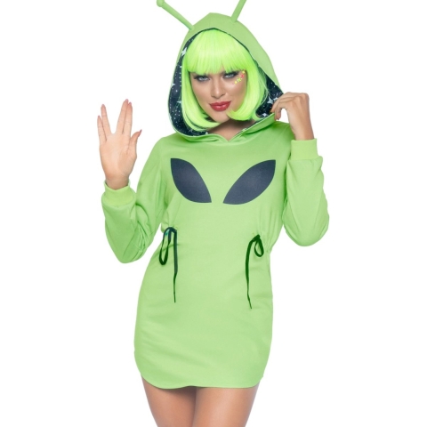 Leg Avenue - Alien Kostuum - Warm Welkom Alien - Vrouw - Groen - Medium - Halloween - Verkleedkleding