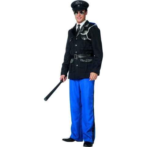 Wilbers & Wilbers - Politie & Detective Kostuum - Politie Marechaussee Uniform - Man - Blauw, Zwart - Maat 60 - Carnavalskleding - Verkleedkleding