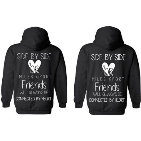 Hoodie set vriendinnen-vriendschap-side by side-Maat XL