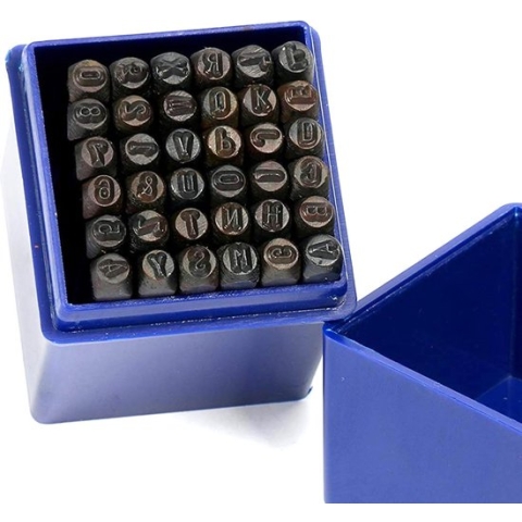 36-delige ponsnummer set, 3 mm nummer- en letterpons set, ponsletter pons set, A-Z & 0-9 ponsstempel set voor leer, hout, metaal, plastic, doe-het-zelf.
