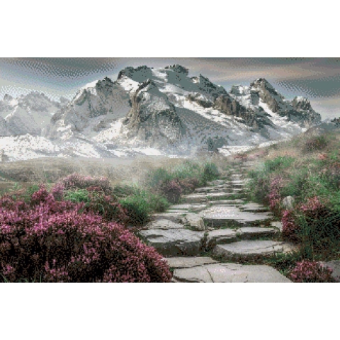 MyHobby Borduurpakket –  In de bergen 60×40 cm - Aida stof 5,5 kruisjes/cm (14 count)
