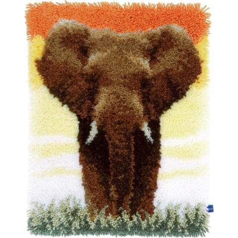 Knooptapijt kit Olifant op de savanne II - Vervaco - PN-0150518