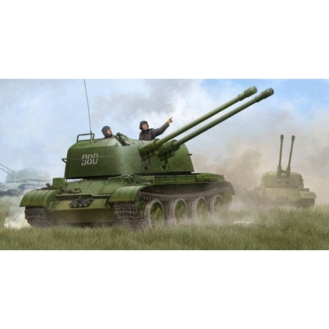 The 1:35 Model Kit of a Russian ZSU-57-2 Spaag.

Plastic Kit 
Glue not included
Dimension 244 * 93 mm
540 Plastic parts
The manufacturer of the kit is Trumpeter.This kit is only online available.