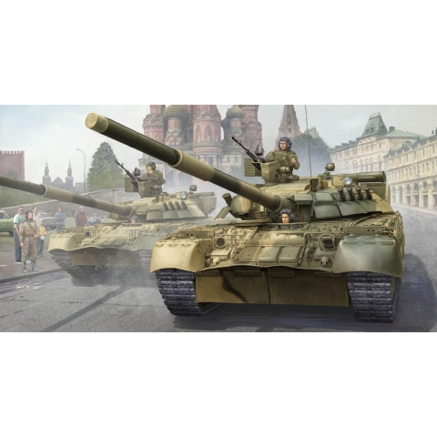 The 1:35 Model Kit of a Russian T-80UD MBT

Plastic Kit 
Glue not included
Dimension 202 * 102 mm
940 Plastic parts
The manufacturer of the kit is Trumpeter.This kit is only online available.