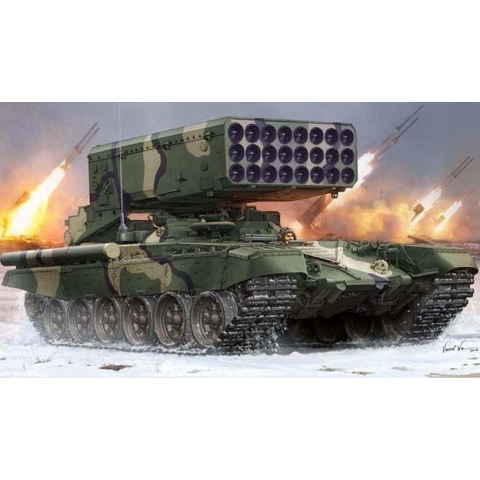 The 1:35 Model Kit of a Russian TOS-1A Multiple Rocket Launcher.

Plastic Kit 
Glue not included
Dimension 289 * 108 mm
1000 Plastic parts
The manufacturer of the kit is Trumpeter.This kit is only online available
