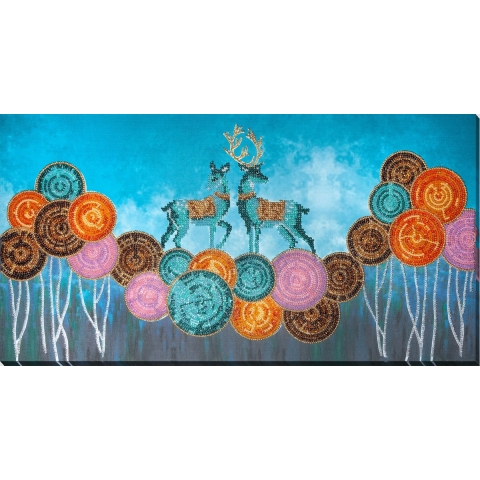 Borduurpakket met Kralen/Parels - ABRIS ART - Azure Grace - Azuurblauwe Gratie - kralenborduren