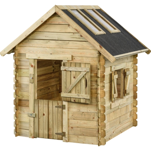 Intergard Houten speelhuisje grenen Lodewijk met dakramen 120x120x160cm