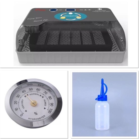 Broedmachine - automatisch - inclusief zilveren hygrometer (3,5 CM) en flesje met spitste tuit -