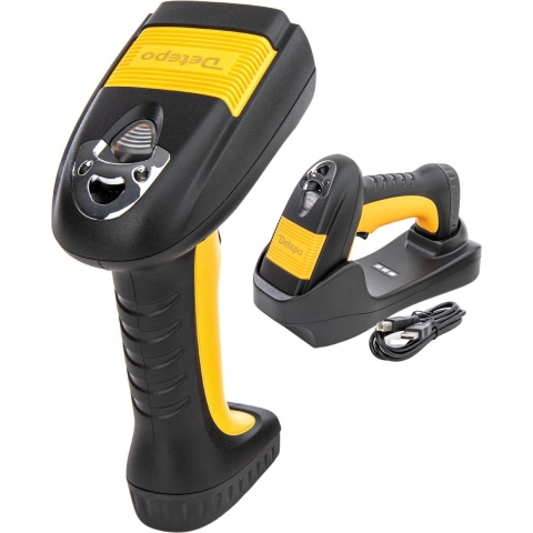 Detepo Barcode Scanner - Draadloos - USB & Bluetooth - Professionele Handscanner voor 1D Barcodes & 2D QR Codes - Industrieel Stof & Drupdicht - met Houder