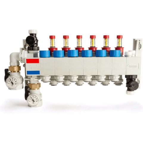 Rehau Speed HKV-D P 16  kunststof vloerverwarming verdeler 7 groeps zonder pomp.
