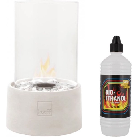 Leeff - Wit - Sfeerhaard - Tafelhaard - met fles Bio Ethanol 1 liter - vaderdag cadeau