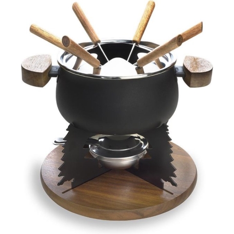 Cosy & Trendy Fondueset Geëmailleerd Metaal Zwart 6 Personen