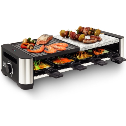 FRITEL RSG 3280 - Raclette grill met 2 in 1 bakplaat, steengrill en raclette functie - 1400 W