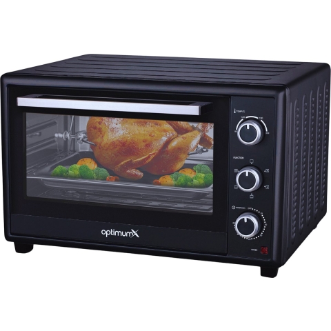 OptimumX Vrijstaande Mini Oven – 60L – XXL Convestie - Hetelucht - Draaispit - Timer - Zwart