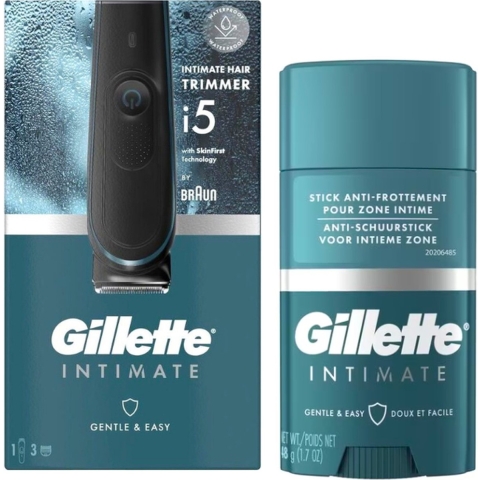 Gillette Cadeauset Scheerset Intimate - Gillette Intimate Trimmer i5 + 3 Kammen - Gillette Intimate Anti-Schuurstick