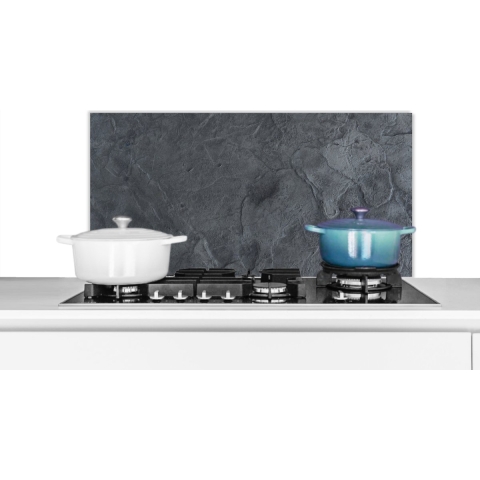Spatscherm Keuken - Kookplaat Achterwand - Spatwand Fornuis - 90x45 cm - Grijs - Beton - Leisteen - Structuur - Retro - Aluminium - Wanddecoratie - Muurbeschermer - Hittebestendig