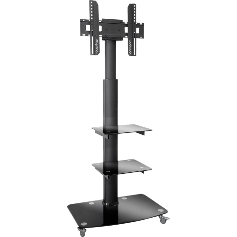 My Wall premium verrijdbare vloerstandaard met 2 planken voor schermen tot 70 inch / zwart