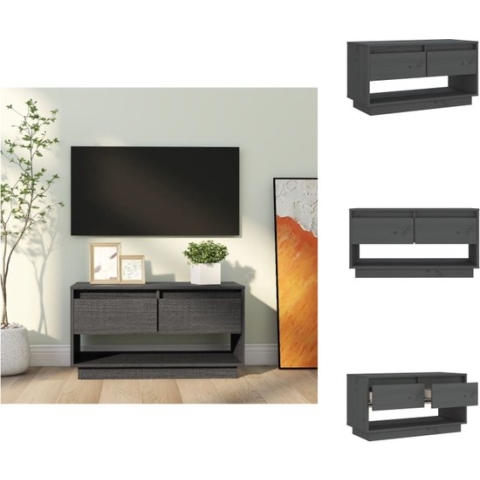 vidaXL Zwevend Tv-meubel - 74 x 34 x 40 cm - Grijs - Massief grenenhout - Kast