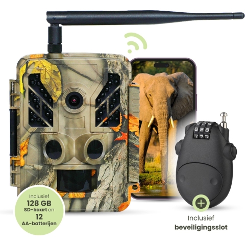 PeakX® Wildcamera - Wildcamera met Nachtzicht - Wildlife Camera - 4K Ultra HD - 48MP - Incl. Verbeterde Wifi Chip en Kabelslot