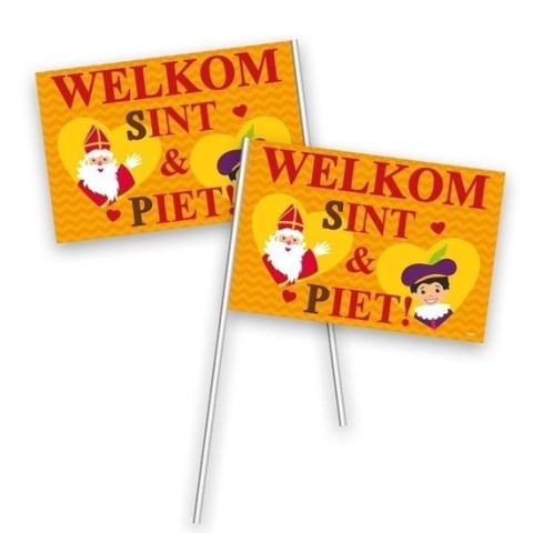 100x Welkom Sint en Piet zwaaivlaggetjes - sinterklaas vlaggetjes