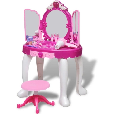 Kaptafel mini Roze met licht en geluidseffecten | Inclusief speelgoed – 3 Spiegels | Cadeau – Sinterklaas – Kerstdagen – Feestdagen | Speelgoed – Kaptafeltje - Fantasie