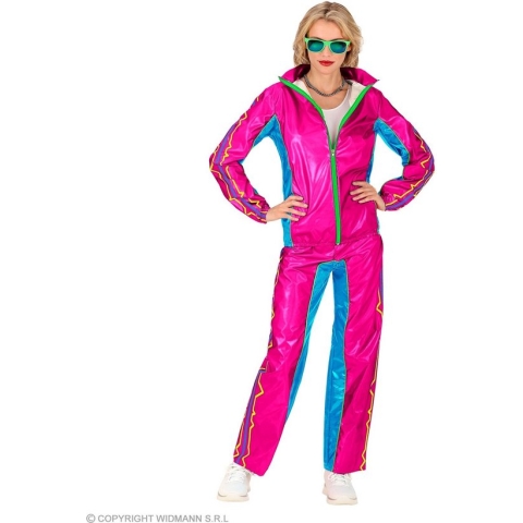 Widmann - Grappig & Fout Kostuum - Fancy Candy Dancy Retro Trainingspak Kostuum - Roze - Medium - Carnavalskleding - Verkleedkleding