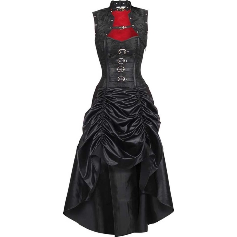 Attitude Corsets Lange korset jurk -M- Steampunk Zwart