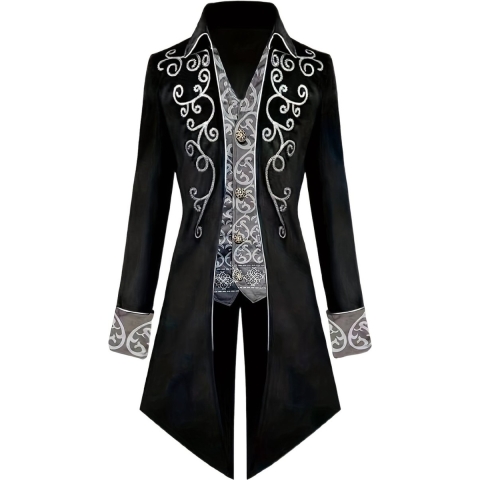 Livano Halloween Kostuum - Halloween Outfit - Volwassenen - Piraat - Jas - Steampunk - Zwart - Maat XXL - Costume - Carnaval