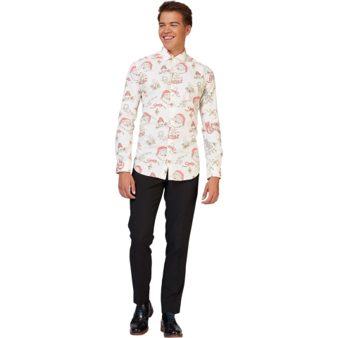 Opposuits Overhemd Hohoholly Heren Polyester Wit Mt Xs