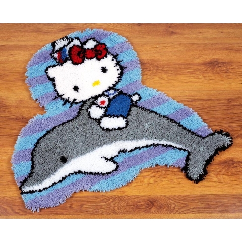 Knoopvormtapijt kit Hello Kitty op dolfijn - Vervaco - PN-0149833