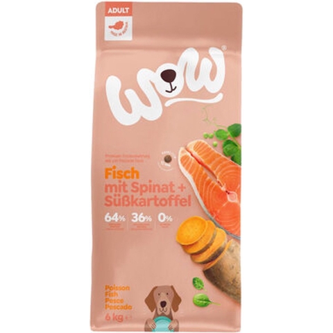WOW Adult Graanvrij Vis met Spinazie & Zoete aardappel 12 kg - Hond