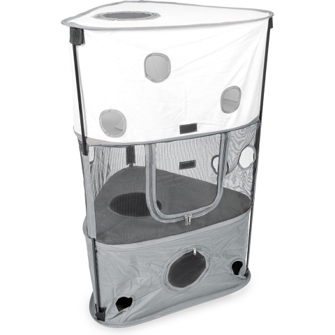 Duvoplus - Speelgoed Voor Dieren - Kat - Speeltent Voor Katten 58x55x90cm Grijs - 1st