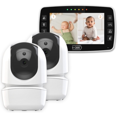 B-care Babyfoon met 2 Camera's - 4,3 Inch Scherm - Split screen - Zonder Wifi en App - Baby Monitor - Baby Camera - Voor 2 Kinderen