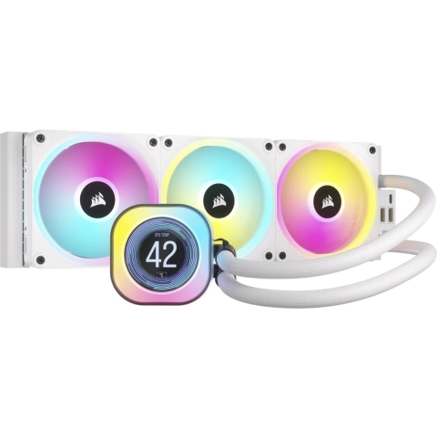 Corsair iCUE LINK H150i LCD White - Vloeistofkoelsysteem processor - afmeting radiator: 360 mm voor Intel LGA: 1700, 1200, 115X - AMD AM5, AM4 - koper, aluminium - 3x iCUE LINK QX120 RGB fans - wit