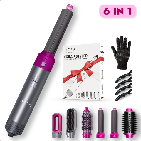 STFF & Co® Krultang 5 in 1 - Airstyler - Multistyler - Fohnborstel - Haardroger - Hairwrap - Warmteborstel - Krulborstel - Fohn Borstel - TikTok - Automatische Krultang