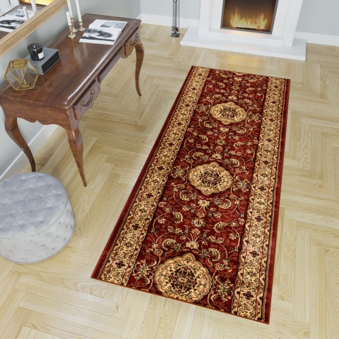 Tapiso Yesemek Tapijtloper Rood Klassiek Woonkamer Gang Vloerkleed Maat- 100x700