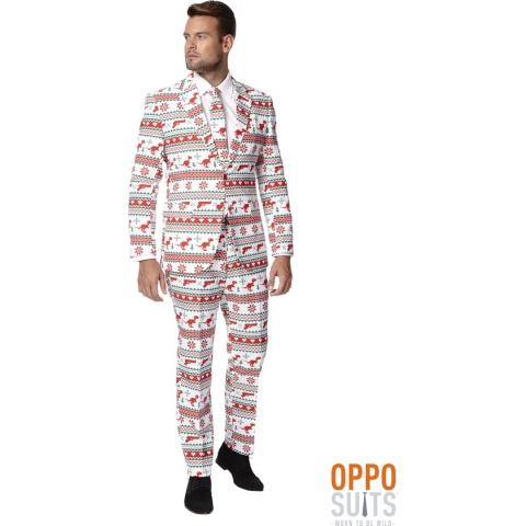 OppoSuits Gangstaclaus - Mannen Kostuum - Wit - Kerst - Maat 46